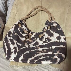 Michael Kors Brown and Cream Patterned Shoulder Bag